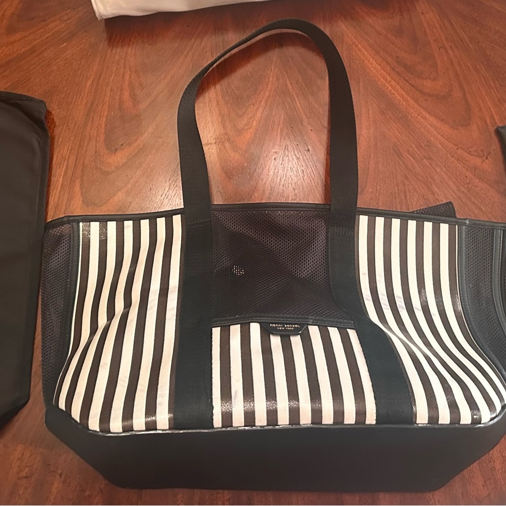 Henri Bendel New York Signature Striped Iconic Pet Carrier Tote Dog Cat Carrier